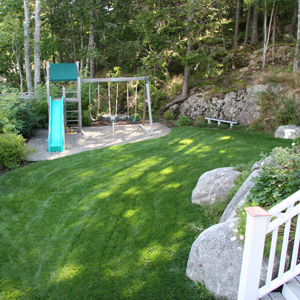a backyard swing set
